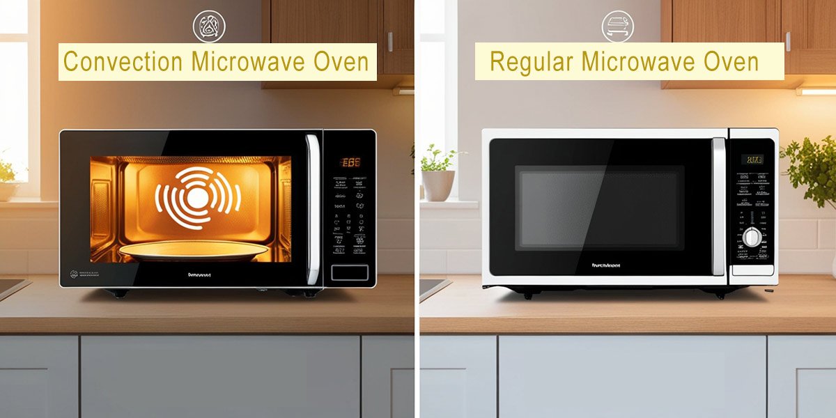 Side-by-side view of a standard microwave oven and a convection oven  