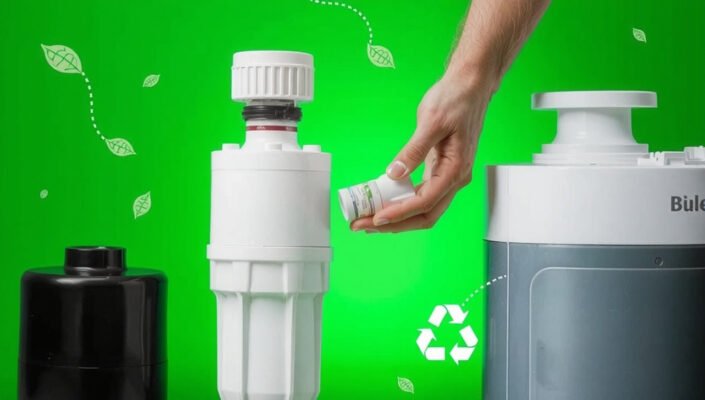 Eco-friendly water filter change showing sustainability.