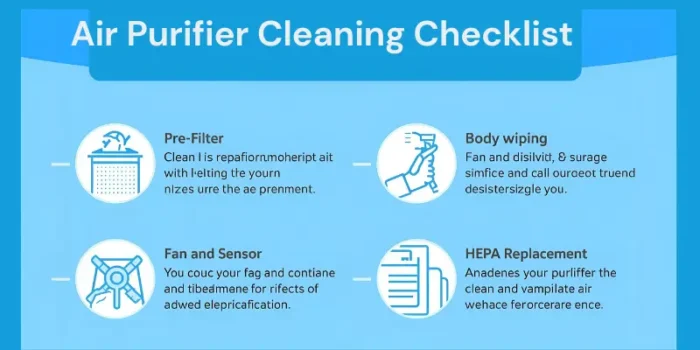 Air purifier maintenance checklist infographic