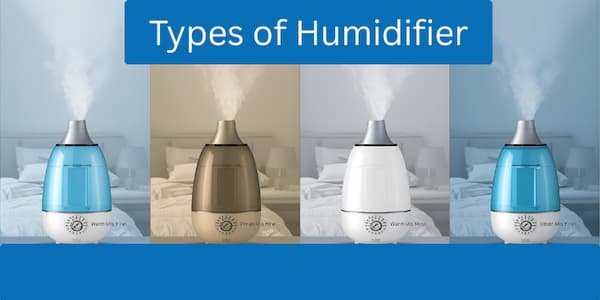 Cool mist, warm mist, ultrasonic, and evaporative humidifiers compared side-by-side in bedroom settings