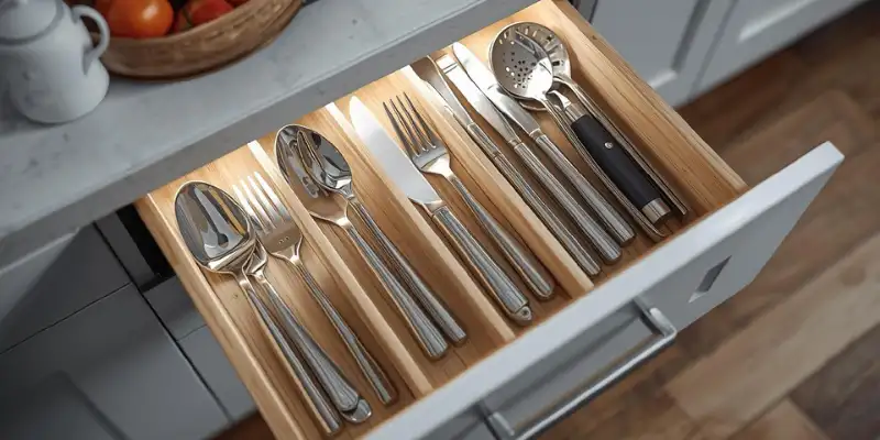 smart kitchen drawer organizer with LED motion sensor