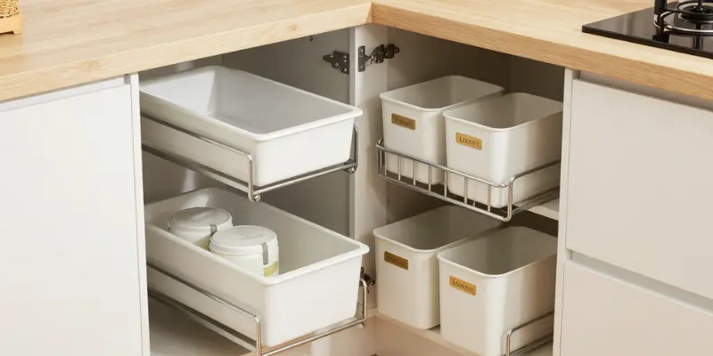 Pull-out drawer system for under-sink storage in a modern kitchen