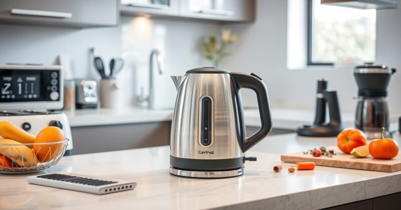 Smart electric kettle on the kitchen top