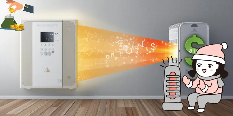 Infographic showing energy savings of smart inverter heaters compared to traditional heaters